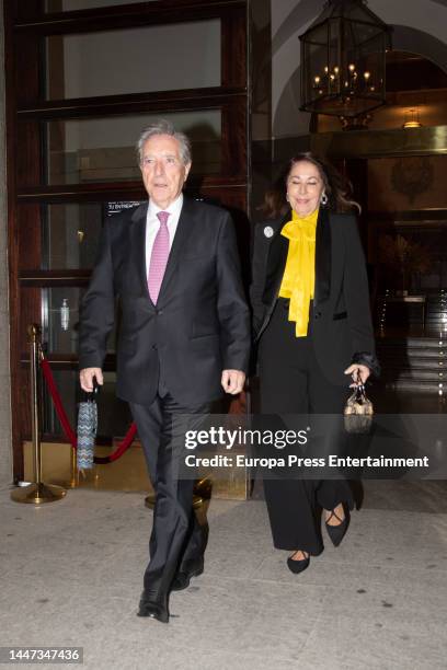 Iñaki Gabilondo and Lola Carretero leave the Teatro Real after Gregorio Marañon's birthday celebration, on November 15 in Madrid, Spain.
