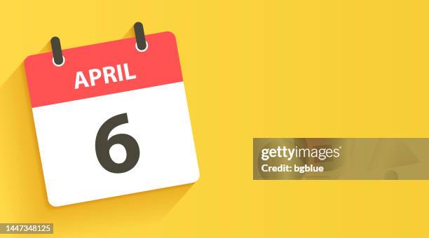 april 6 - daily calendar icon in flat design style - april stock illustrations