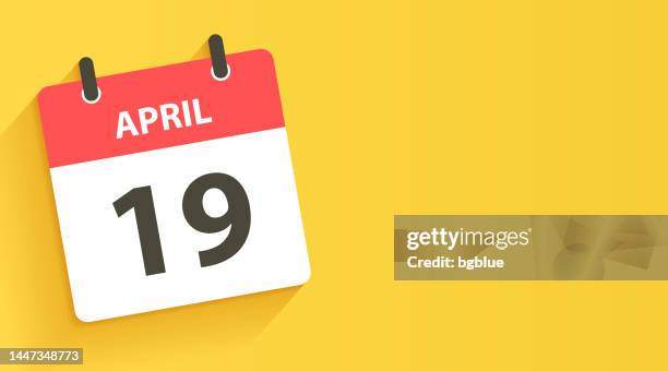 april 19 - daily calendar icon in flat design style - number 19 stock illustrations