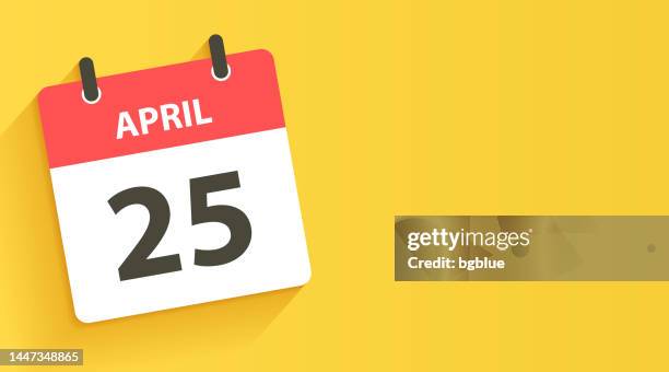 ilustrações de stock, clip art, desenhos animados e ícones de april 25 - daily calendar icon in flat design style - abril