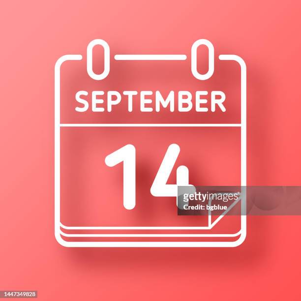 ilustrações de stock, clip art, desenhos animados e ícones de september 14. icon on red background with shadow - september