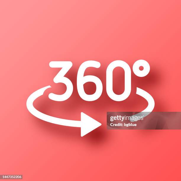 360 degree rotation. icon on red background with shadow - interactive tool icons stock illustrations