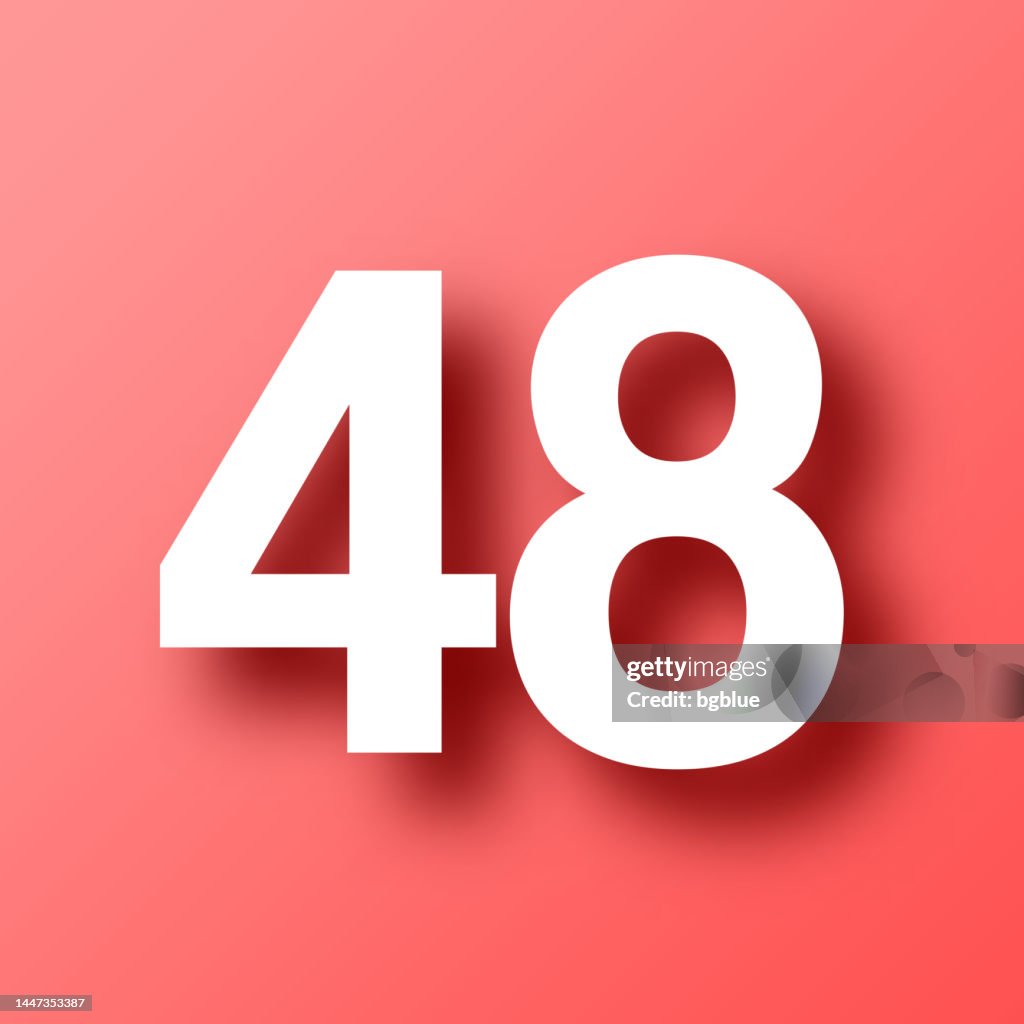 48 Number Fortyeight Icon On Red Background With Shadow High Res Vector 48 Number Fortyeight Icon On Red Background With Shadow High Res Vector