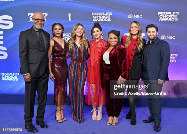 James Pickens Jr., Kelly McCreary, Ellen Pompeo, Caterina Scorsone, Chandra Wilson, Camilla Luddington, and Jake Borelli attend the 2022 People's...