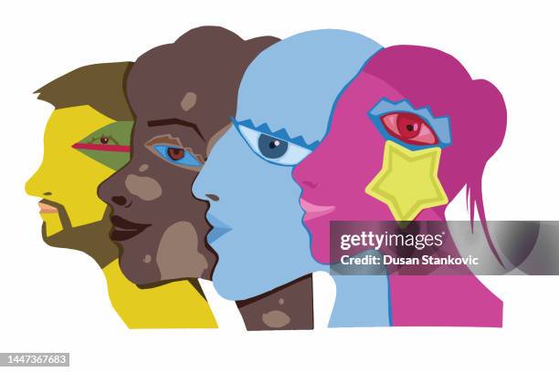 global diversity creative poster - multiple dates stock illustrations