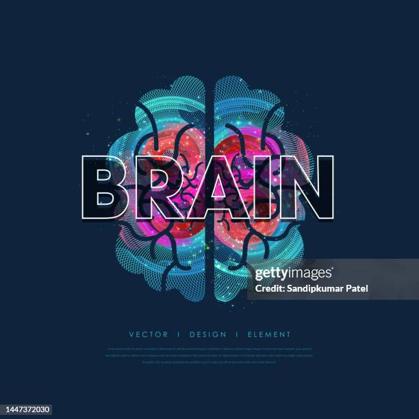 neon logo brain color silhouette on a dark background - intellectual and developmental disability stock illustrations