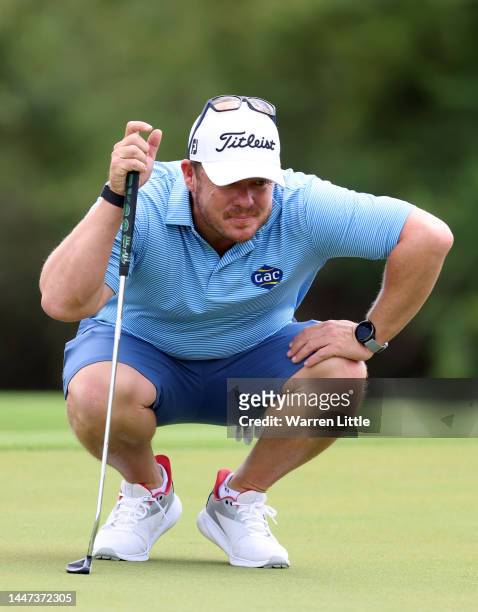 George Coetzee of South Africa plays a practice round ahead of the Alfred Dunhill Championship at Leopard Creek Country Club on December 07, 2022 in...