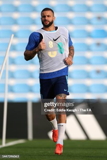 Kyle Walker of England in action during an England training session at Al Wakrah Stadium on December 07, 2022 in Doha, Qatar.