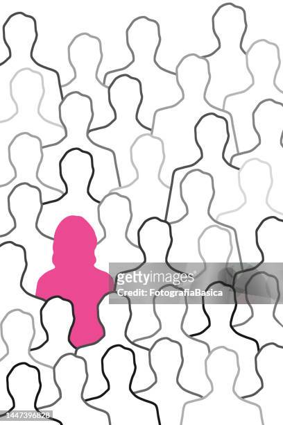 pink woman - female with group of males stock illustrations