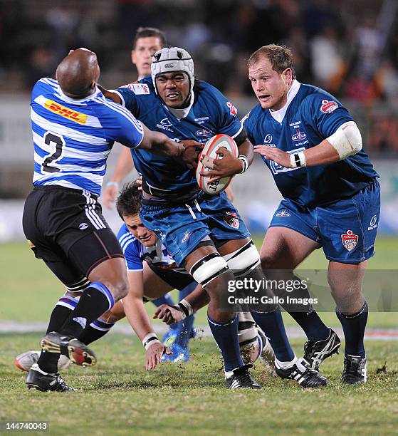 Right Flank Jonathan Adendorf in action during the Vodacom Cup final match between GWK Griquas and DHL Western Province at GWK Park on May 18, 2012...