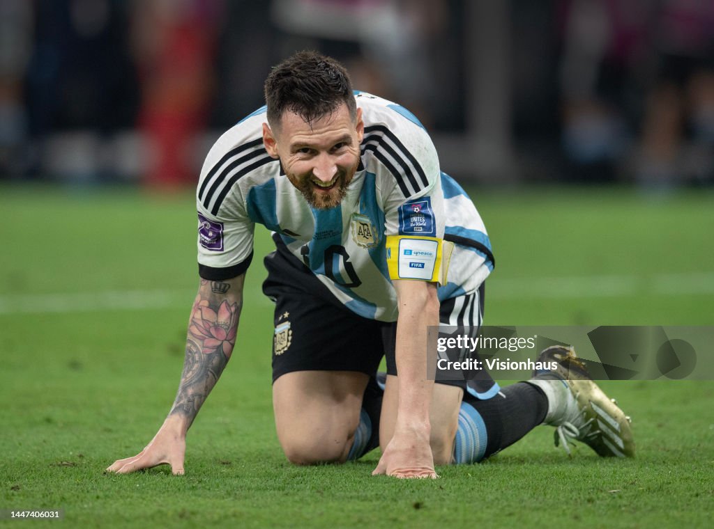 Messi Round Lionel Messi of Argentina during the FIFA World Cup Qatar 2022 Round ...