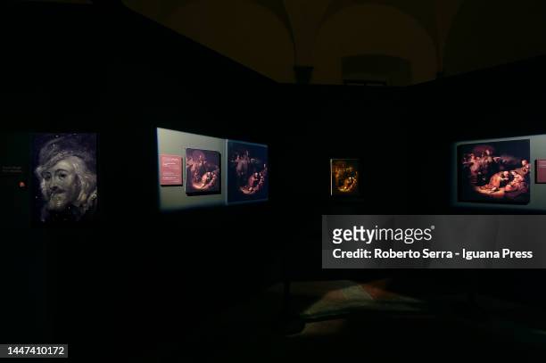General view of the "Studying Rembrandt" exhibition preview with the pictures of the study about the paternity by the Flemish artist Rembrandt Van...