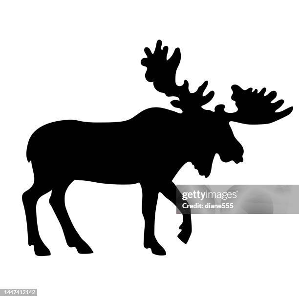 ilustraciones, imágenes clip art, dibujos animados e iconos de stock de silueta de alce negro - elk