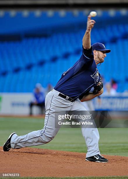 Jeff Niemann of the Tampa Bay Rays delivers a pitch during MLB game action against the Toronto Blue Jays May 14, 2012 at Rogers Centre in Toronto,...