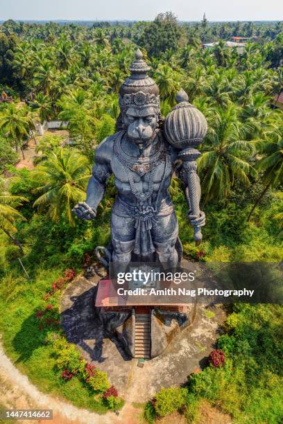 80-feet tall prasanna anjaneya statue at kundapura outskirts - hanuman jayanti stock pictures, royalty-free photos & images