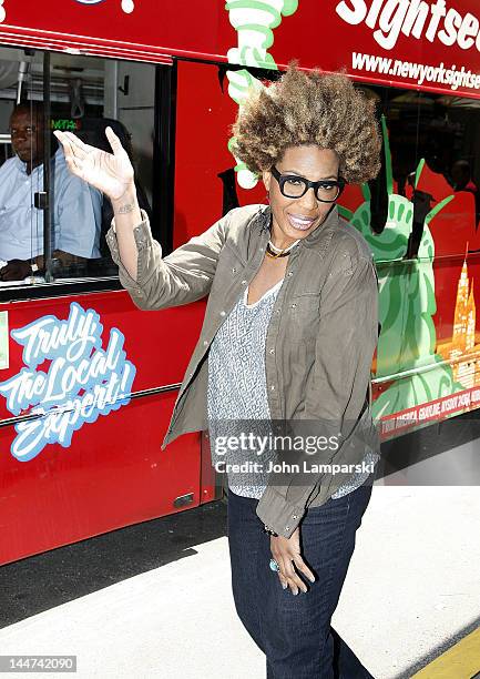 Macy Gray attends the unveiling of the Macy Gray Gray Line Bus at 777 8th Avenue on May 18, 2012 in New York City.