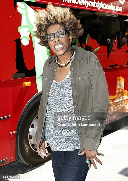 Macy Gray attends the unveiling of the Macy Gray Gray Line Bus at 777 8th Avenue on May 18, 2012 in New York City.