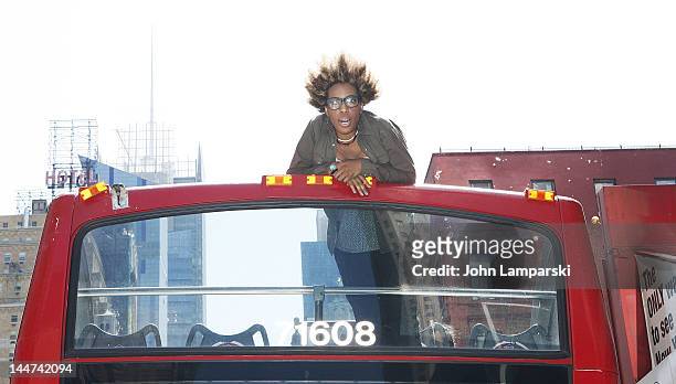 Macy Gray attends the unveiling of the Macy Gray Gray Line Bus at 777 8th Avenue on May 18, 2012 in New York City.