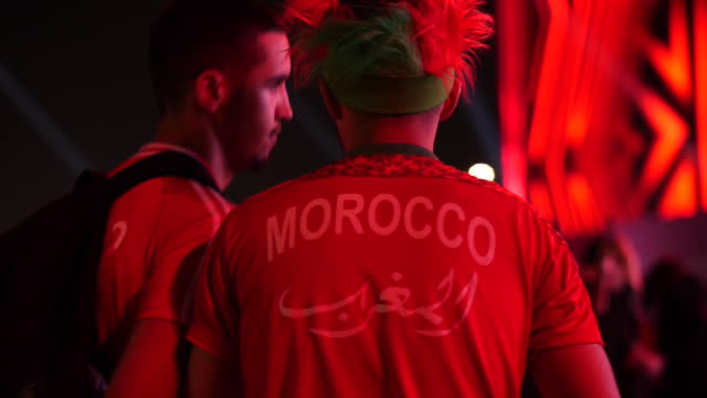 QAT: Qatar World Cup 2022: Morocco Fans Celebrate Win Over Spain