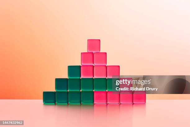 conceptual image of acrylic glass cubes - fusies en overnames stockfoto's en -beelden