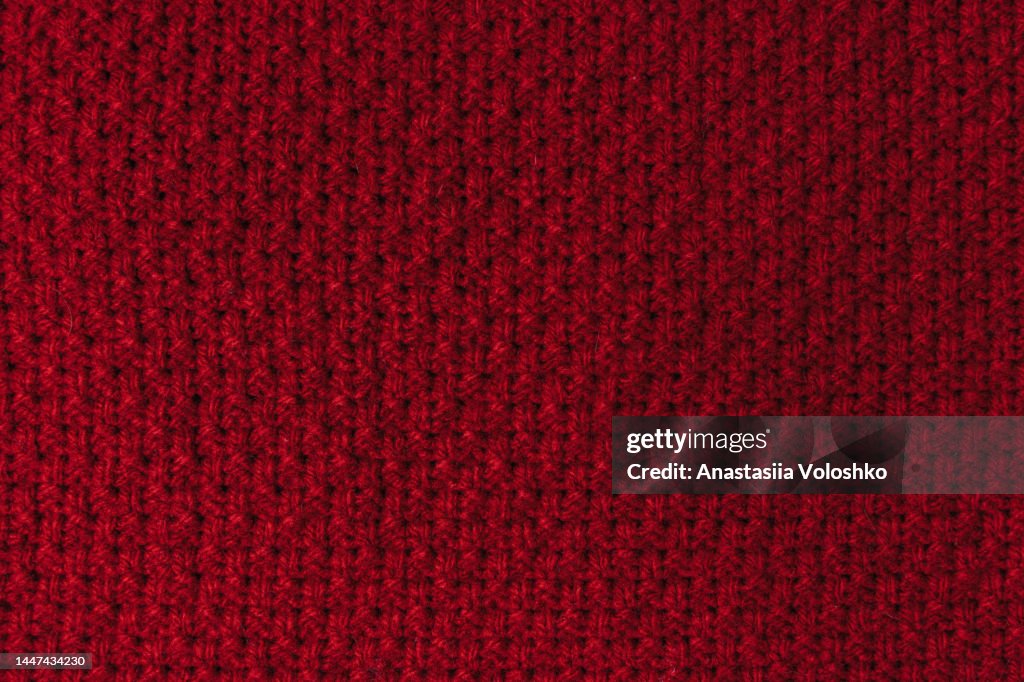 Texture Of A Knitted Red Christmas Sweater Perfect Background High