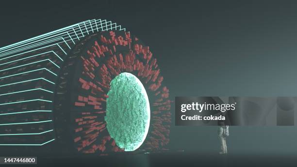 astronaut entering travel portal - nuclear reactor stock pictures, royalty-free photos & images