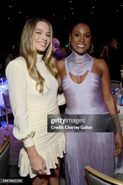 Margot Robbie and Issa Rae attend The Hollywood Reporter 2022 Power 100 Women in Entertainment presented by Lifetime at Fairmont Century Plaza on...