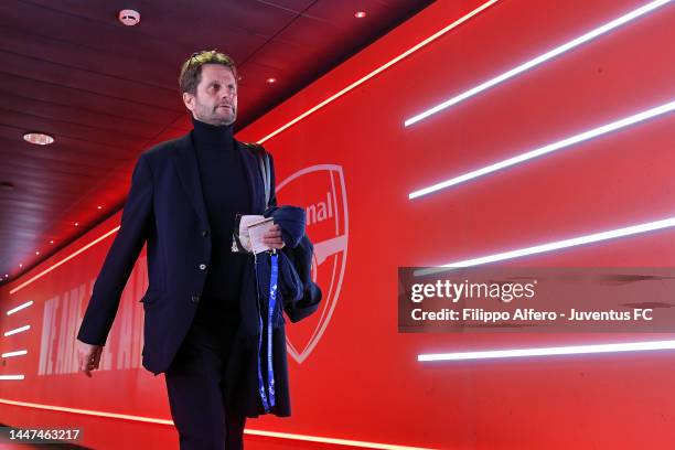 Head coach of Juventus Women Joe Montemurro arrives at the stadium prior to the UEFA Women's Champions League group C match between Arsenal and...