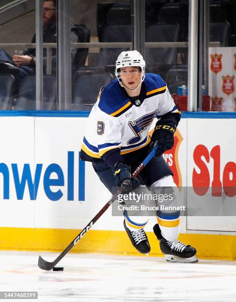 Tyler Pitlick of the St. Louis Blues skates against the New York Islanders at the UBS Arena on December 06, 2022 in Elmont, New York.
