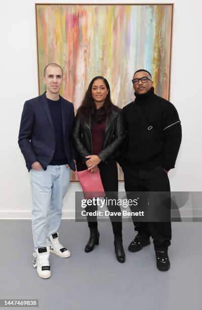 Sassan Behnam-Bakhtiar, Danielle Isaie and Ashley Walters attend “Floating on Silence” by Sassan Behnam-Bakhtiar hosted by Setareh Gallery on...