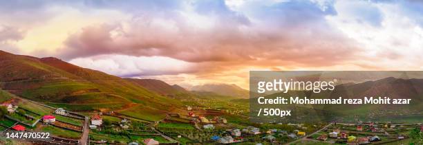 panoramic view of landscape against sky during sunset,amol,mazandaran province,iran - amol stock pictures, royalty-free photos & images