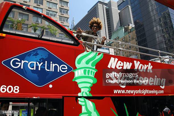 Musician Macy Gray attends the unveiling of the Macy Gray Gray Line Bus at 777 8th Avenue on May 18, 2012 in New York City.