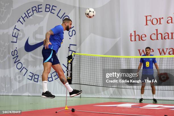 Kyle Walker of England in action during an England training session at Al Wakrah Stadium on December 07, 2022 in Doha, Qatar.