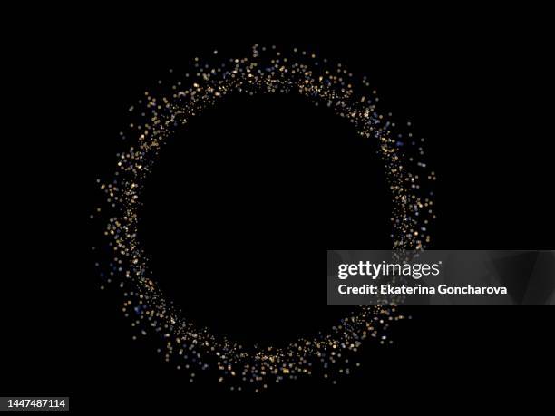 round frame of sparkling sequins on a black background - sequin stock illustrations stock pictures, royalty-free photos & images