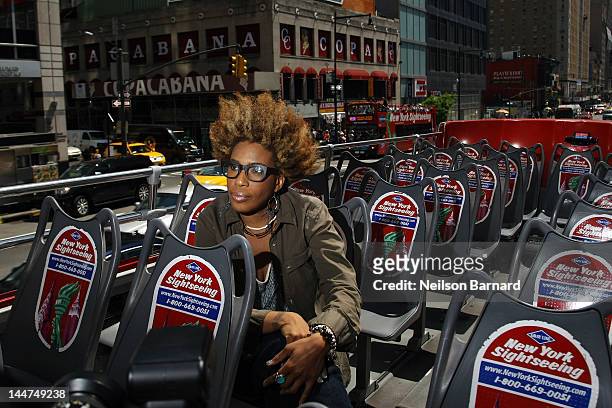 Musician Macy Gray attends the unveiling of the Macy Gray Gray Line Bus at 777 8th Avenue on May 18, 2012 in New York City.