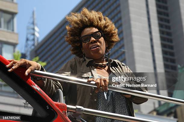 Musician Macy Gray attends the unveiling of the Macy Gray Gray Line Bus at 777 8th Avenue on May 18, 2012 in New York City.