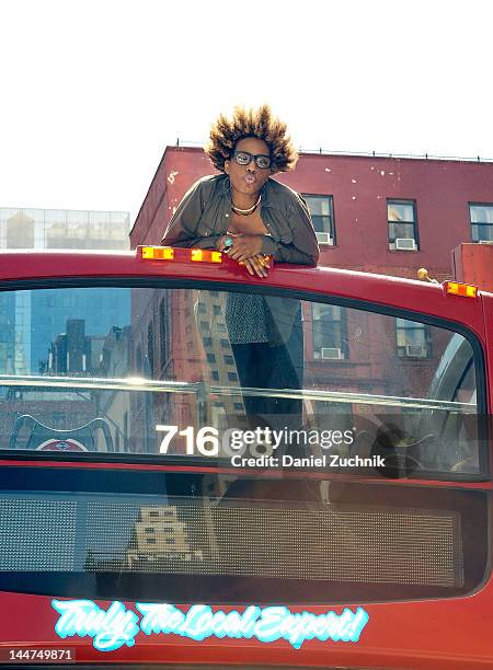 Macy Gray attends the unveiling of the Macy Gray Gray Line Bus on May 18, 2012 in New York City.