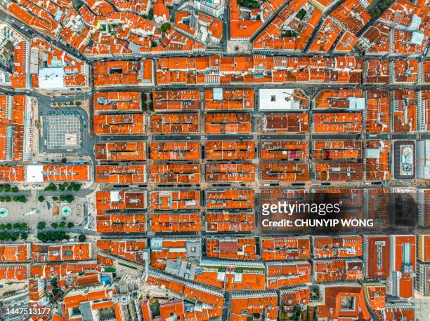 aerial view cityscape of lisbon in cloudy day - lisbon architecture stock pictures, royalty-free photos & images