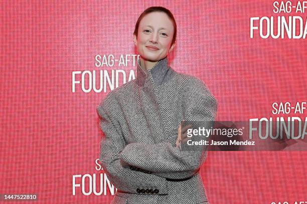 Andrea Riseborough attends the SAG-AFTRA Foundation "To Leslie" screening and Q&A at SAG-AFTRA Foundation Robin Williams Center on December 07, 2022...