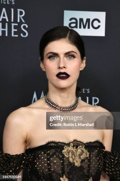 Alexandra Daddario attends the Los Angeles Premiere of AMC Network's "Anne Rice's Mayfair Witches" at Harmony Gold on December 07, 2022 in Los...