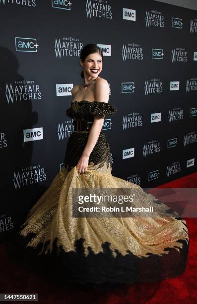 Alexandra Daddario attends the Los Angeles Premiere of AMC Network's "Anne Rice's Mayfair Witches" at Harmony Gold on December 07, 2022 in Los...