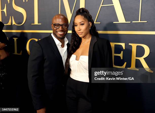 Taye Diggs and Apryl Jones attend Peacock's "The Best Man: The Final Chapters" premiere event at Hollywood Athletic Club on December 07, 2022 in...