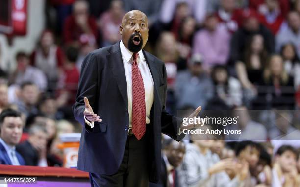 Mike Woodson the head coach of the Indiana Hoosiers against the Nebraska Cornhuskers at Simon Skjodt Assembly Hall on December 07, 2022 in...