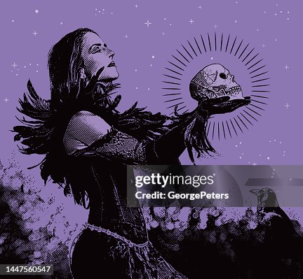 Witch In Forest With Skull Witch In Forest With Skull