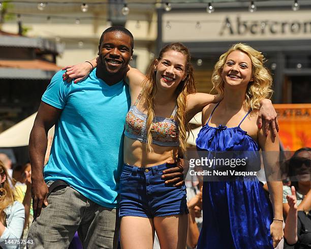 Joshua Allen, Allison Holker and Lauren Froderman visit "Extra" at The Grove on May 18, 2012 in Los Angeles, California.