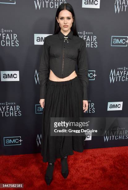 Amelia Gray Hamlin attends the Los Angeles Premiere Of AMC Networks "Anne Rice's Mayfair Witches" at Harmony Gold on December 07, 2022 in Los...