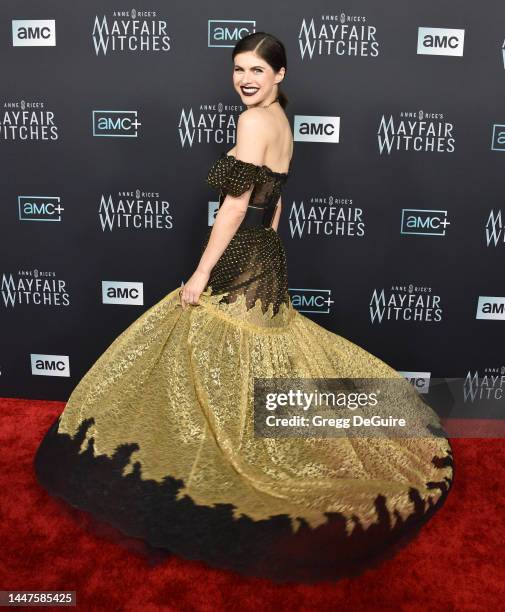 Alexandra Daddario attends the Los Angeles Premiere Of AMC Networks "Anne Rice's Mayfair Witches" at Harmony Gold on December 07, 2022 in Los...