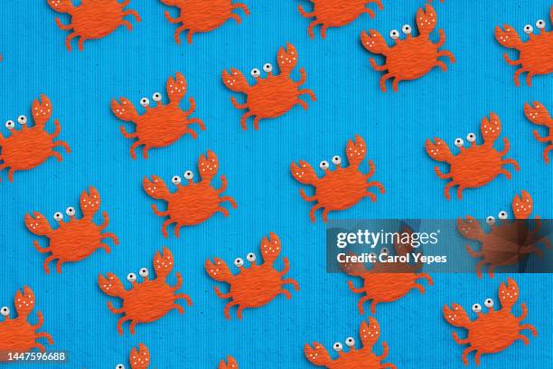 cartoon crab seamless pattern - crab meat stock pictures, royalty-free photos & images