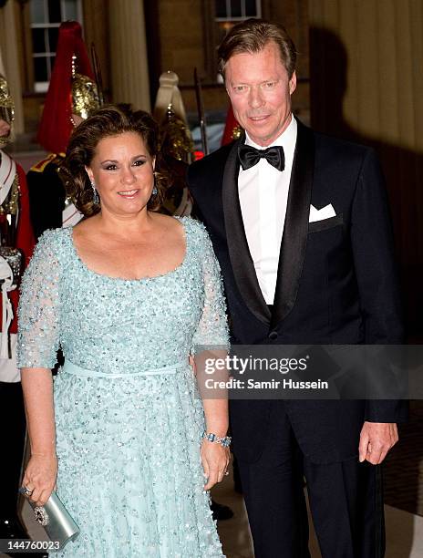 The Grand Duke and The Grand Duchess of Luxembourg attend a dinner for foreign Sovereigns to commemorate the Diamond Jubilee at Buckingham Palace on...