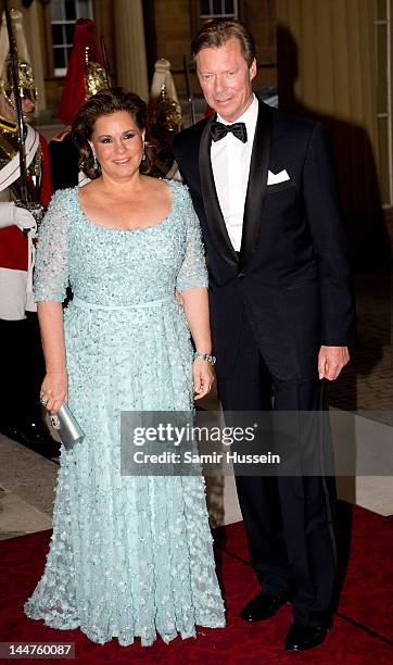 The Grand Duke and The Grand Duchess of Luxembourg attend a dinner for foreign Sovereigns to commemorate the Diamond Jubilee at Buckingham Palace on...